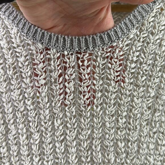 LOU & GREY White Gray‎ Knitted Crew Neck Pullover Sweater Shirt Top Size Small - Picture 9 of 11